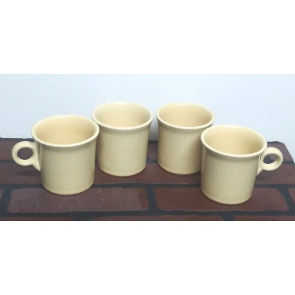 4 Homer Laughlin Fiesta Ware Coffee Mugs Yellow round handle - Picture 2 of 10